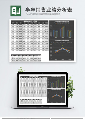 半年销售业绩分析表excel文档