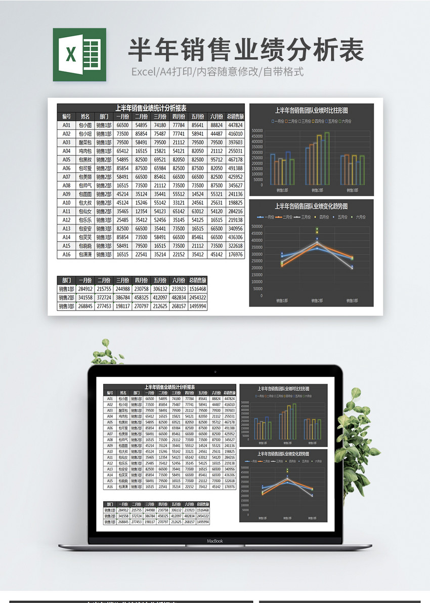 半年销售业绩分析表 第1页