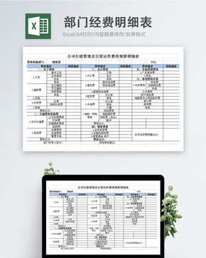 部门经费预算明细表excel表图片