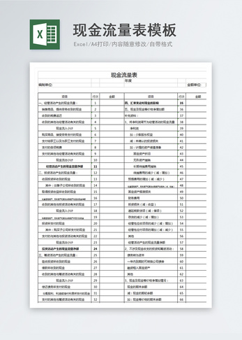 现金流量表Excel模板