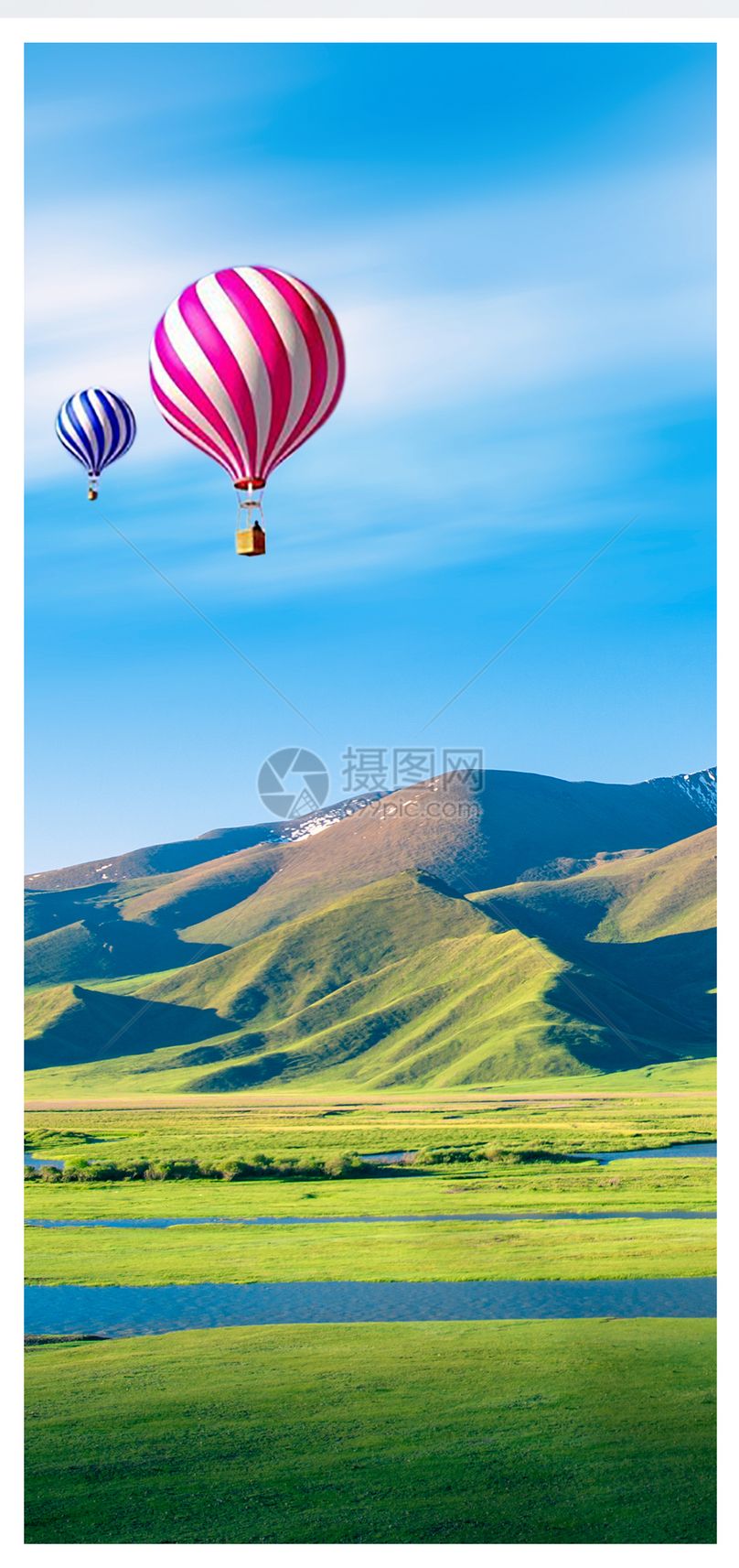 山脉热气球手机壁纸
