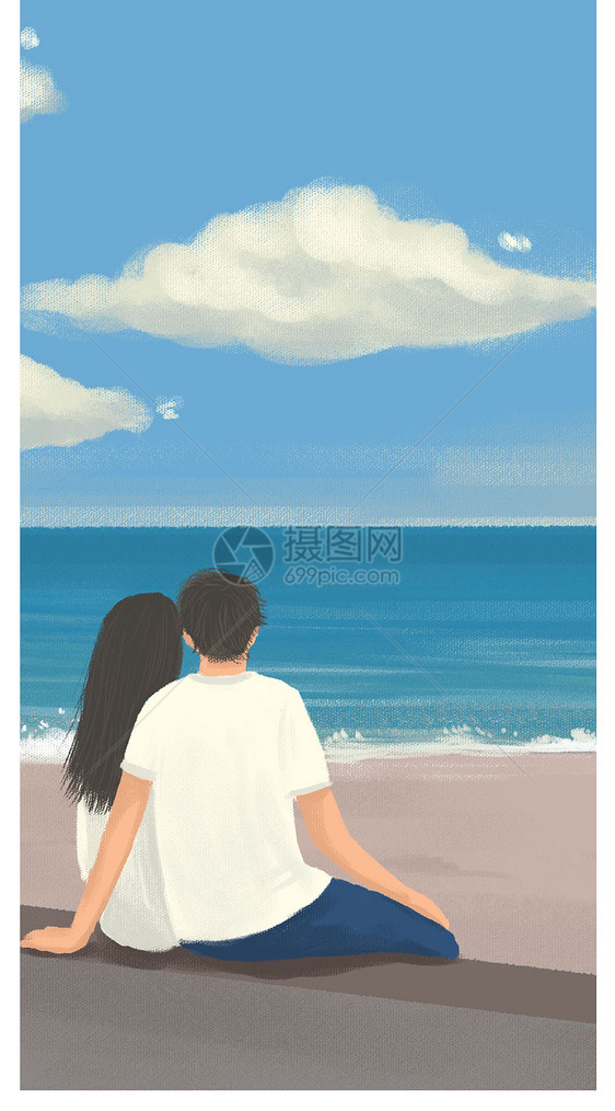 海边情侣手机壁纸
