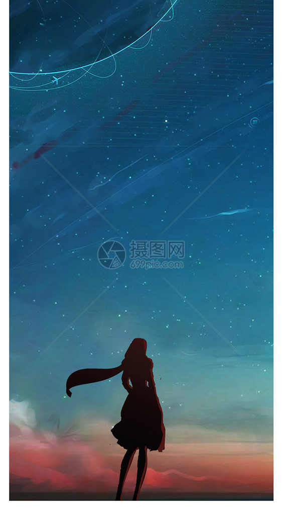 星空女孩手机壁纸