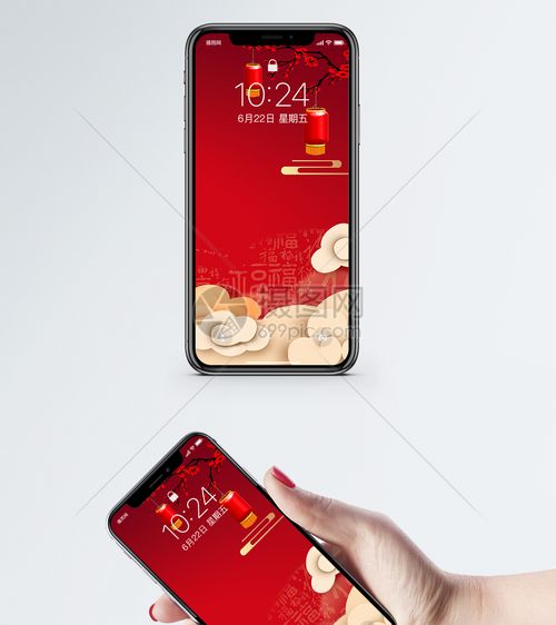 红色喜庆新年背景手机壁纸