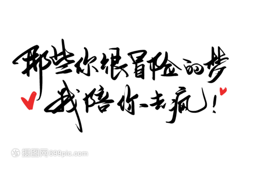 那些你很冒险的梦 我陪你去疯手写字体