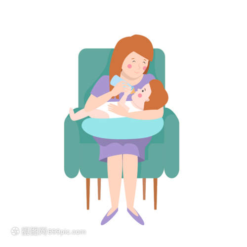 手绘妈妈给孩子喂奶元素