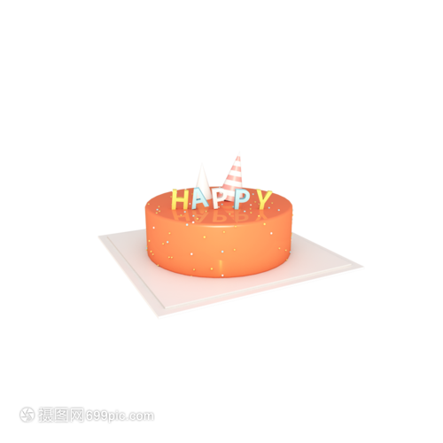 C4D立体电商装饰卡通生日蛋糕