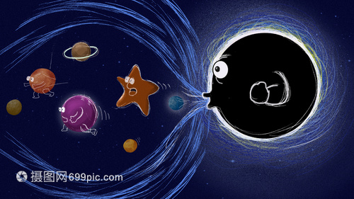 宇宙神秘黑洞吞噬星球插画