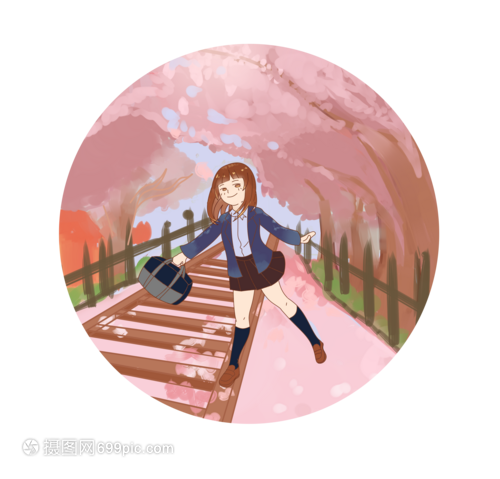 樱花季的女子高中生