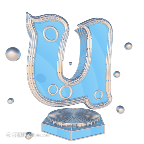 立体银蓝色英文字母舞台