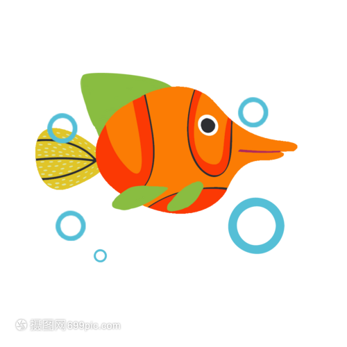 卡通手绘吐泡泡的小鱼