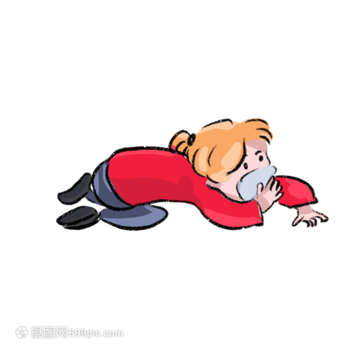 火灾安全逃跑的女孩