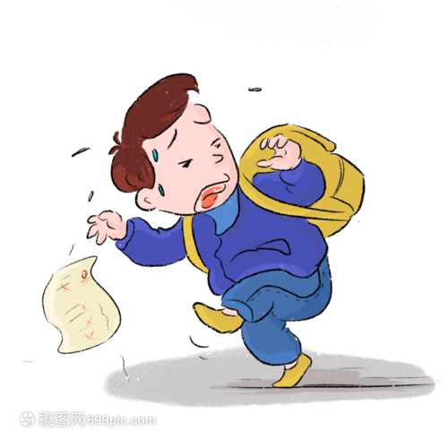 男孩背着书包逃跑漫画