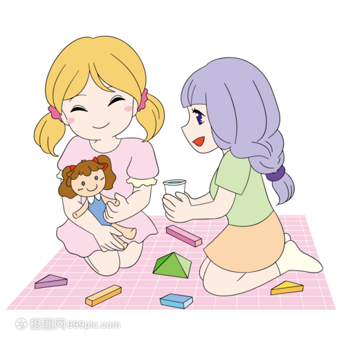 儿童节素材办家家酒的女孩们