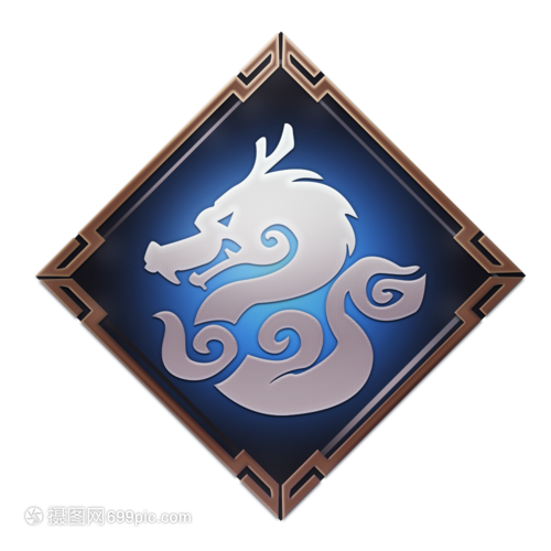 古风金属边框龙形徽章图标