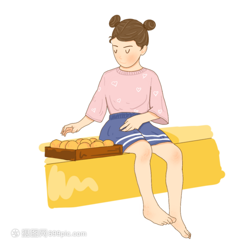 夏天坐着挑柠檬的小姑娘