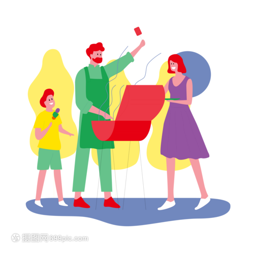 一家人吃烧烤高热量食物减肥健康