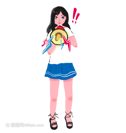 拿着喇叭说话的女孩