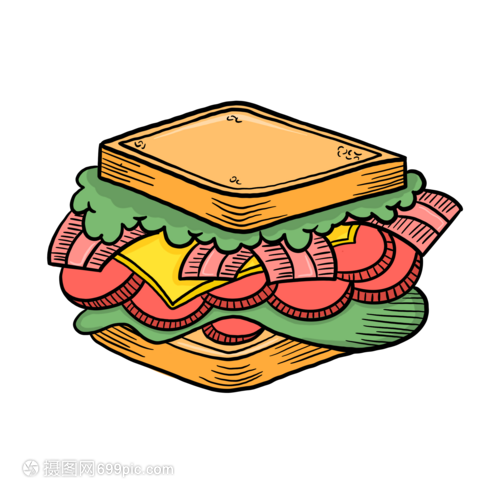 高热量食品三明治