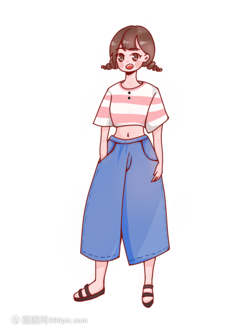 手绘卡通小清新世界人口日女孩