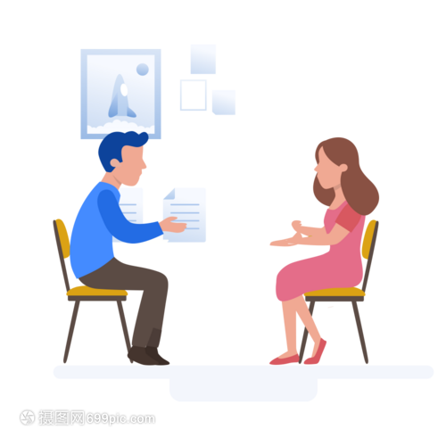 男人和女人在办公室坐着交流工作