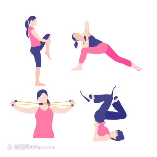 女人锻炼健身图标免抠矢量插画素材