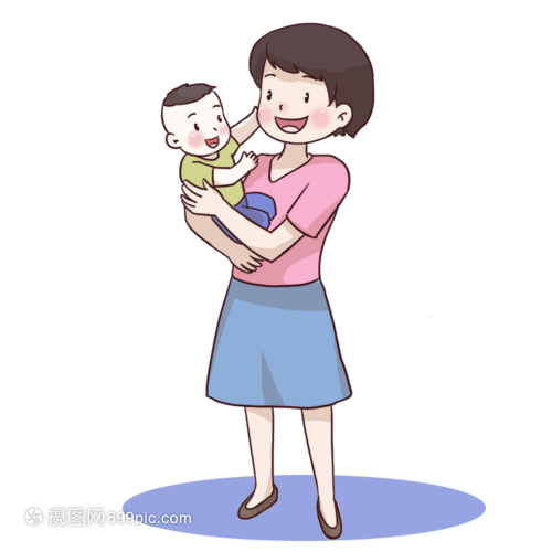 年轻妈妈抱着小孩