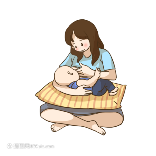 年轻妈妈坐着母乳喂养