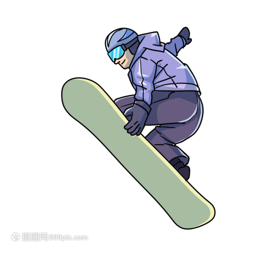 手绘卡通小清新冬奥会滑冰滑板