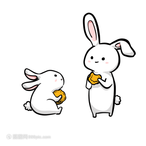 两只小兔子吃月饼