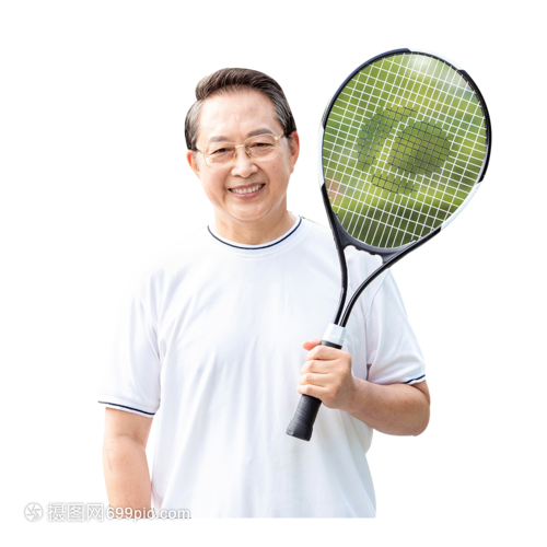 老人网球场打网球