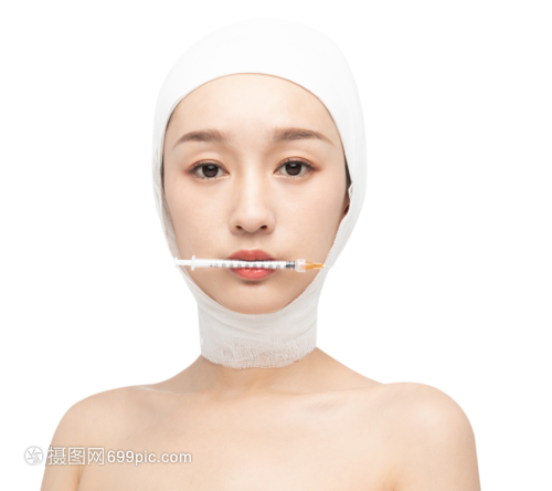 女性整容整形纱布打针