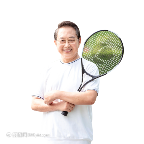 老人网球场打网球