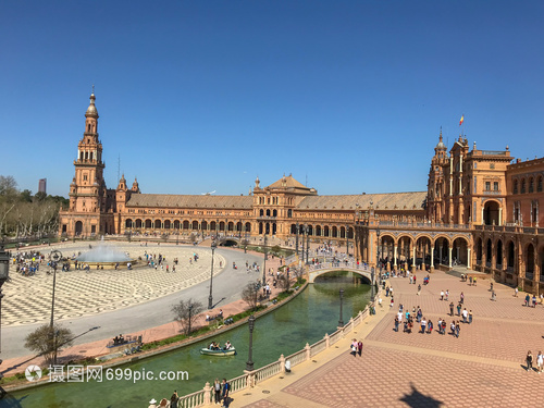 西班牙塞维利亚西班牙广场风光