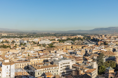 俯拍西班牙旅游城市格拉纳达城市风光