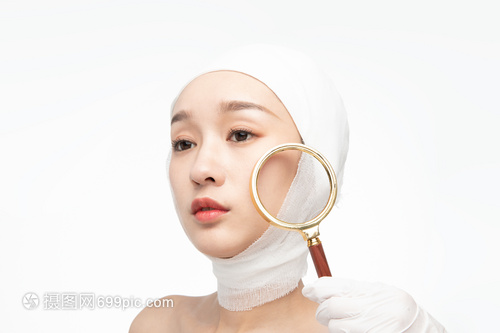 女性整容纱布放大镜