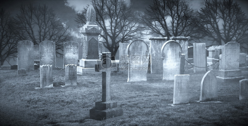 黑暗恐怖的坟场摄影图片照片免费下载,正版图片编号