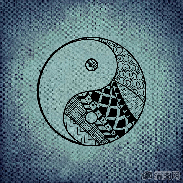 手绘的八卦图图片