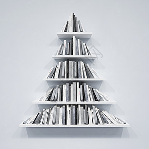 书架上书上的圣诞树图片