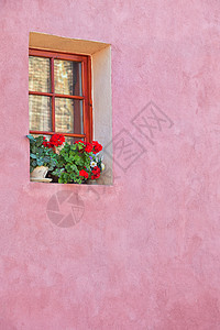 抽象粉红色的房子正面希奇索拉罗马尼亚图片
