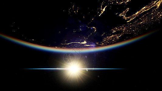 发光的地球太空,太阳地球晚上背景