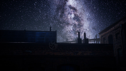 银河系的星星废弃的旧宫殿之上图片