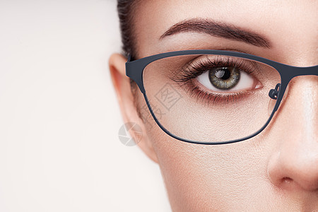 戴眼镜的长睫毛的女性眼睛戴眼镜的模特视力矫正视力差眼镜架化妆,化妆品,美容,图片