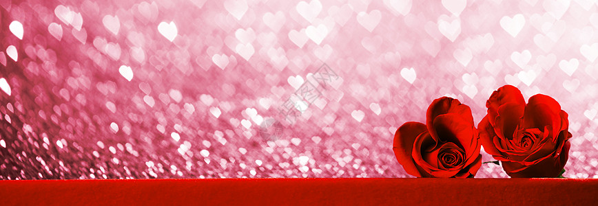 红玫瑰的心闪光的背景情人节红玫瑰的心图片