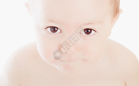 白色背景上可爱婴儿的肖像图片