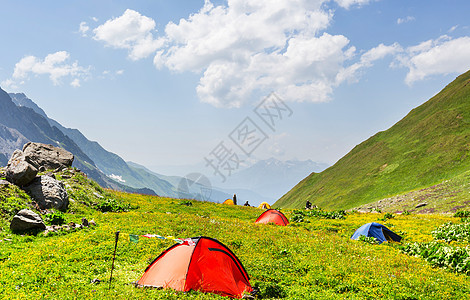 山上徒步旅行帐篷贝克山娱乐区,华盛顿,美国图片