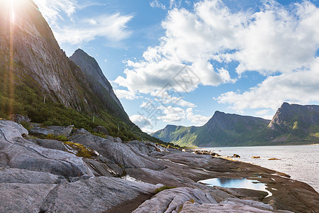 挪威北部洛福滕岛的美丽景观夏天的季节图片