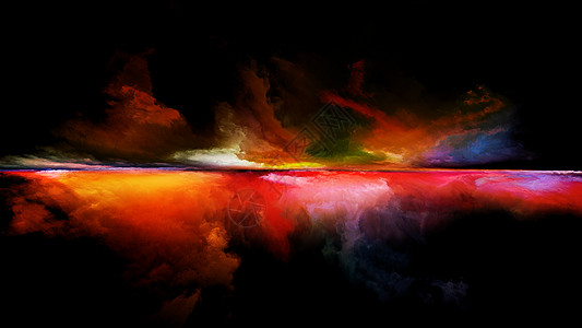 外星景观透视涂料系列由云颜色灯光地平线成的艺术抽象,用于插图绘画创造力想象力等项目图片