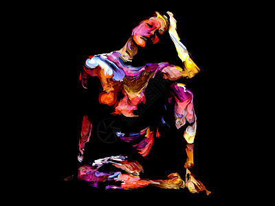 丰富的彩色涂料系列艺术能量创造力情感的抽象人物图片