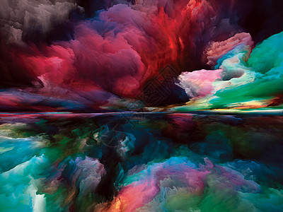 灵魂多色的心灵系列的风景以生活艺术诗歌创造力想象力为,明亮的油漆运动梯度超现实的山脉云进行艺术抽象图片